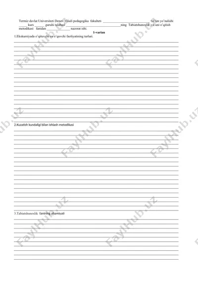ekskursiyada o’qituvchi va o’quvchi faoliyatining turlari — DOCX