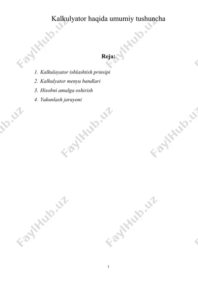 kalkulyator haqida umumiy tushuncha — DOC