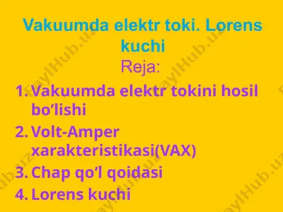 vakuumda elektr toki. lorens kuchi — PPTX