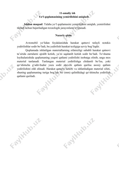 yo‘l qoplamasining yemirilishini aniqlash — DOCX