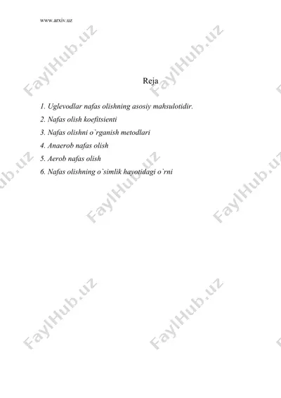 uglyevodlar nafas olishning asosiy matyerial bazasi — DOC