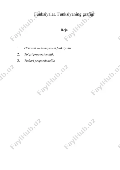 funksiyalar. funksiyaning grafigi — DOC