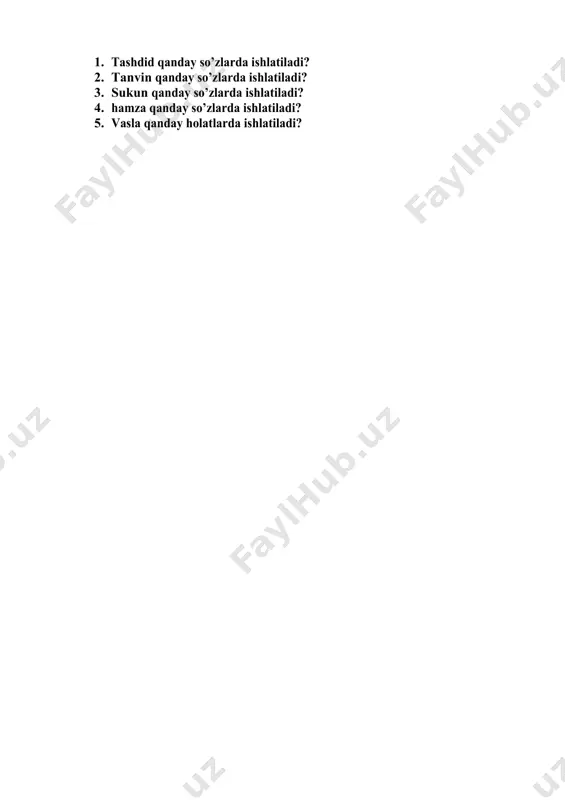 tashdid, tanvin, sukun, hamza, vasla belgilarining ishlatilishi - Page 5