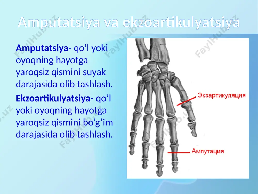 rik protezlar bioelektrik protezlar qo’llarga qo’yiladi- cho’ltoq muskullari qisqarganda chiqargan elektr tokini elektrodlar yozib oladi va mikroprotsessorlarga uzatadi va protez harakatga keladi . zamonaviy bu protez yordamida aylantirish , ushlash, tutish harakatlarini bajarish mumkin. e’tiboringiz uchun rahmat image1.png image2.jpeg image3.png image4.png image5.jpeg image6.jpeg image7.jpeg image8.png image9.png image10.png image11.jpeg image12.jpeg image13.jpeg image14.jpeg