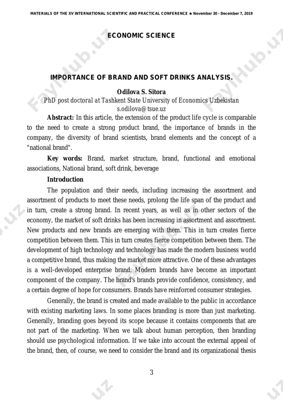 mer needs of a number of goods and services. in this regard, the improvement of national brands can be included in the directions supported by a number of countries. due to the fast pace of life in today’s society, consumers have shown interest in acquiring more and more practical products[3] . there is also a growing concern about the health and lifestyle of the population, as reflected by the search for healthier foods and drinks [4]. to please more consumers, industries have invested in the development of new products that have these characteristics, using marketing strategies for media coverage to influence consumer choices [5]. within the context of this global trend, consumers have sought more practical alternatives to beverages by considering more than taste and innovation[6] . also, beverage companies have materials of the xv international scientific and practical conference ★ november 30 - december 7, 2019 5 invested in …