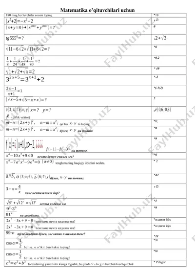 matematika o’qituvchilari uchun — DOCX