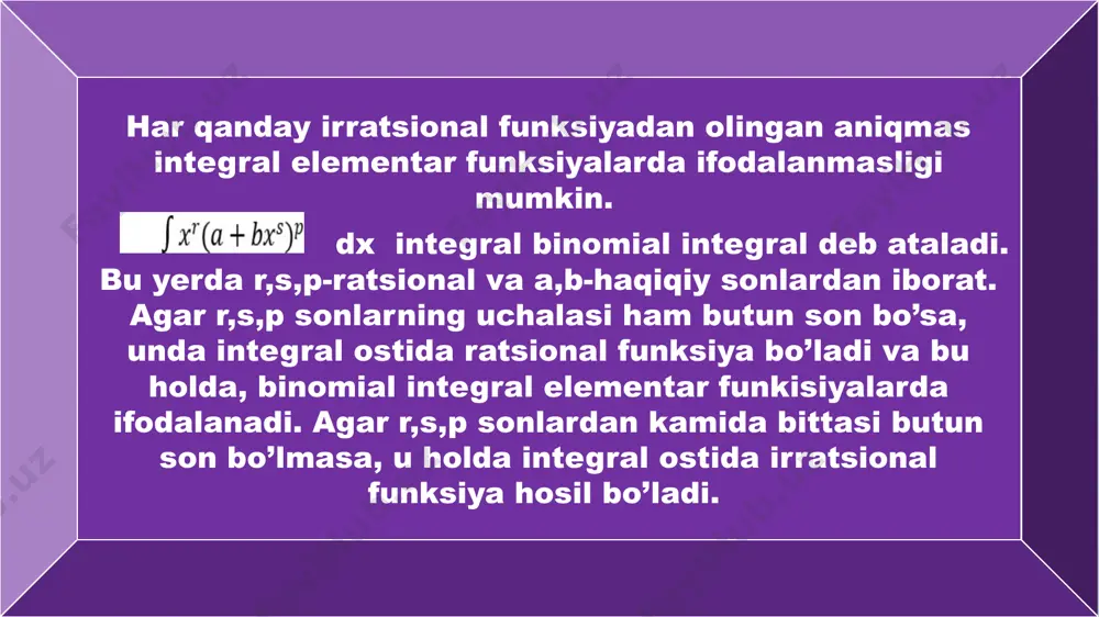 irratsional funksiyalarni integrallash - Page 3
