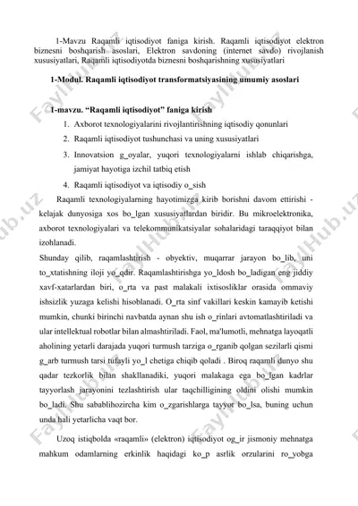raqamli iqtisodiyot faniga kirish — DOCX