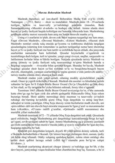 mashrab (boborahim mashrab) — DOCX