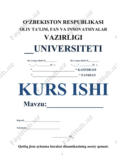 qattiq jism aylanma harakat dinamikasi — DOCX