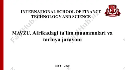 afrikadagi ta'lim muammolari va tarbiya jarayoni — PPTX