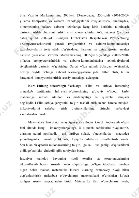 an biri hisoblanadi. kurs ishining tuzilishi va tarkibi:mazkur kurs ishi kirish, asosiy qism, xulosa va foydalanilgan adabiyotlar ro’yxatidan tashkil topgan bo’lib, kirish qismida kurs ishining dolzarbligi, maqsad va vazifalari haqida qisqacha bayon etilgan. 1. to‘plamning limit nuqtasi. aytaylik, biror to‘plam va nuqta berilgan bo‘lsin. 1-ta’rif. agar nuqtaning ixtiyoriy atrofida to‘plamning nuqtadan farqli kamida bitta nuqtasi bo‘lsa, ya’ni bo‘lsa, nuqta to‘plamning limit nuqtasi deyiladi. misollar. 1. to‘plamning har bir nuqtasi shu to‘plamning limit nuqtasi bo‘ladi. 2. to‘plamning har bir nuqtasi va x=0, x=1 nuqtalar shu to‘plamning limit nuqtalari bo‘ladi. 3. to‘plamning limit nuqtasi bo‘ladi. 4. to‘plam limit nuqtaga ega emas. 2-ta’rif. agar nuqtaning ixtiyoriy o‘ng atrofida (chap atrofida) x to‘plamning kamida bitta nuqtasi bo‘lsa, nuqta x to‘plamning o‘ng (chap) limit nuqtasi deyiladi. 3-ta’rif. agar ixtiyoriy c uchun to‘plamda x to‘plamning kamida bitta nuqtasi bo‘lsa, “+ x to‘plamning limit “nuqta”si deyiladi. agar ixtiyoriy c uchun to‘plamda x to‘plamning kamida bitta nuqtasi bo‘lsa, …