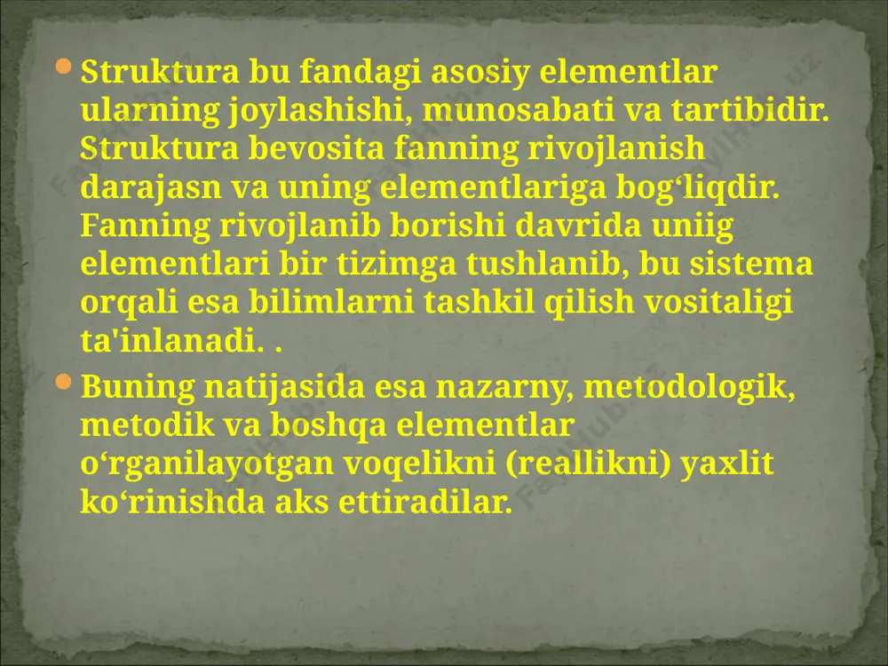 hisoblaydi. uning vatandoshi e. dyurkgeym sotsiologiyaning predmetini sotsial dalillar haqidagi fan deb ataydi. marksizmda sotsiologiyaning predmeti ijtimoiy tizim sifatida jamiyat va uning tuzilmaviy elementlarini tashkil etgan shaxslar, ijtimoiy birliklar, ijtimoiy institutlarni ilmiy asosda o‘rganish hisoblanadi. hozirgi kundagi adabiyotlarda sotsiologiyaga quyidagicha ta’rif berilgan: sotsiologiya - yaxlit ijtimoiy tuzum sifatida jamiyat haqidagi va uning ayrim tarkibiy elementlari (shaxslar, ijtimoiy birliklar, institutlar) orqali bu tuzumning amal qilishi va rivojlanishini o‘rganuvchi fandir. sotsiologiya ob’ekti jamiyat hisoblansada, lekin sotsiologiya predmetining dastlabki bosqichi sifatida jamiyat tushunchasini ajratib ko‘rsatish yetarli emas. sotsiologiyaning ilmiy maqomini asoslashning mohiyati uning ob’ekti va predmeti o‘rtasidagi farqdan kelib chiqadi. ob’ektni bilish – tadqiqot ob’ekti nimaga yo‘naltirilganligi va ob’ektiv voqelik sifatida unga nima qarama-qarshi turganligini anglatadi. har qanday hodisa, jarayon yoki ob’ektiv voqelikning o‘zaro munosabati turli fanlarning (fizika, ximiya, biologiya, psixologiya, iqtisodiyot, sotsiologiya va hokazolar) ob’ekti bo‘lishi mumkin. predmet ob’ekt kabi ob’ektiv voqelikning bir qismi yoki uning elementlari yig‘indisi bo‘lib, umumiy yoki o‘ziga …