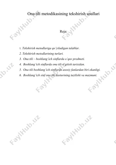 ona tili metodikasining tekshirish usullari — DOC