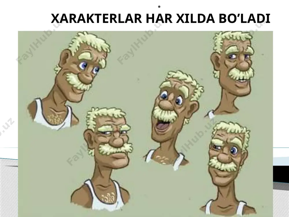 ан ҳаракатлари унинг к и м эканлигидан дарак беради. нутқининг хусусиятлари (баланд товуш билан ёки секин гапириши, тез ёки босиқлиги, эмоционал бой ёки жонсиз) ҳам характернинг йўналишини белгилайди. ташқи қиёфа - юзининг очиқ ёки тунд эканлиги, кўзларининг самимий ёки жохиллиги, қадам босишлари - тез ёки босик, майда қадам ёки салобатли, туриши бўларнинг ҳаммаси характерни ташқаридан кузатиб ўрганиш белгиларидир. бундан ташқари физиономика одам юз қирралари ва уларнинг бир-бирига нисбати орқали, хиромантия - қўл бармоқлари ва кафтдаги чизиқлар орқали, кўз ранги ва қарашлар, соч ва унинг хусусиятлари орқали ўрганишга ҳаракат қилинган. характер хусусиятлари shaxsning xarakteriga tegishli bo'lgan xususiyatlarni xarakter xislatlari deyiladi. xarakter xislatlari kishida tasodifiy uchraydigan xususiyat bo'lmay, balki kishining xulqidagi doimiy, barqaror xususiyatlar bo'lib, bu xususiyatlar shaxsning o'zigagina xos bo'ladi xarakter xislatlari xarakter va uning shakllanishi, namoyon bo'lishi uchun kishilarimizni o'rab olgan muhiti, turli faoliyatlarga turlicha munosabatlar, yashab turgan jamiyatimizdagi munosabatlar sabab bo'ladi. bu esa xalqimizda yangicha xarakter xislatlarining shakllanishiga, asrlar …