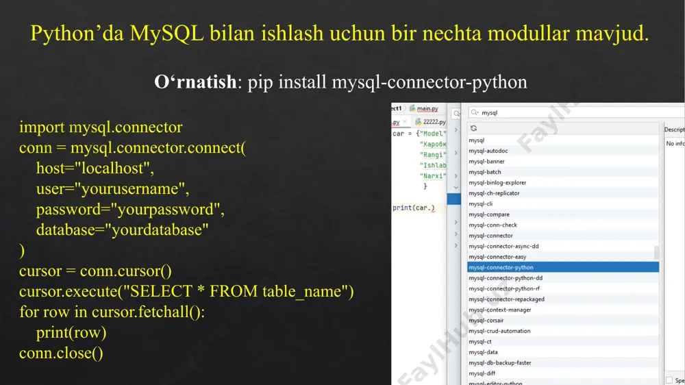 q satrining notation parametridan ham foydalanishingiz mumkin.ushbu parametr fmt deb ham ataladi va ushbu sintaksis bilan yoziladi: marker|chiziq / rang foydalanilgan adabiyotlar 1. "python crash course, 3rd edition" – by eric matthes (2023) - ushbu kitob python dasturlash tilini tezda o'rganish va amaliy loyihalar bilan mustahkamlash uchun mo‘ljallangan. 2. "fluent python, 2nd edition" – by luciano ramalho (2022) - kitob python’ning ilg‘or xususiyatlarini chuqur o'rganish va samarali dasturlash usullarini tushuntiradi. 3. "automate the boring stuff with python, 2nd edition" – by al sweigart (2021) - python orqali kundalik vazifalarni avtomatlashtiriash bo‘yicha amaliy qo‘llanma. 4. "python for data analysis, 3rd edition" – by wes mckinney (2022) - ma'lumotlarni tahlil qilish, tozalash va qayta ishlash bo‘yicha ma'lumotlarga boy kitob. 5. "python programming for beginners: an introduction to the python computer language and computer programming" – by mark matthes (2022) - python bilan dasturlashni endi boshlaganlar uchun mukammal qo‘llanma. 6. "effective python: 90 …