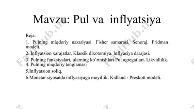 pul va  inflyatsiya — PPTX