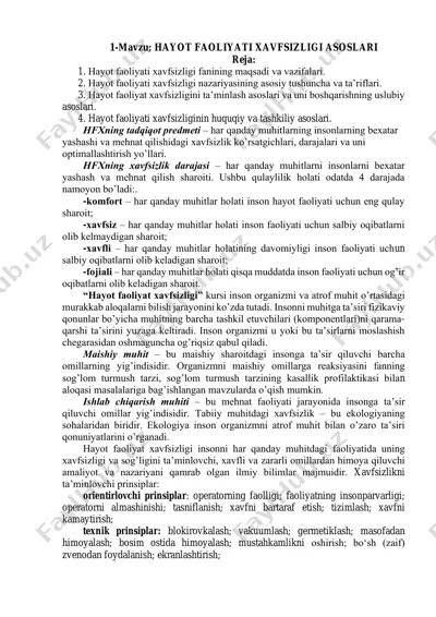 hayot faoliyati xavfsizligi asoslari — PDF