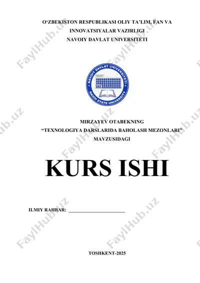 "texnologiya darslarida baholash mezonlari" — DOCX