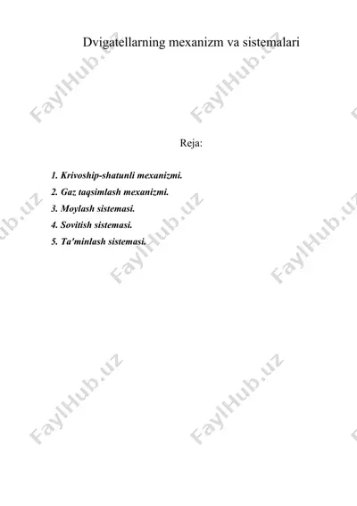 dvigatеllarning mеxanizm va sistеmalari — DOC