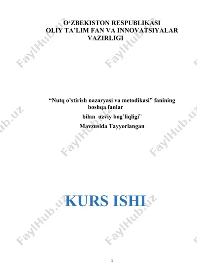 "nutq o’stirish nazaryasi va metodikasi" — DOCX