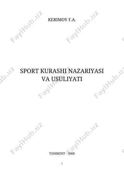 sport kurashi nazariyasi va usuliyati — DOC