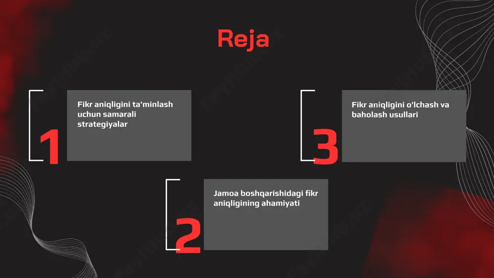 molarni hal qilishda muhim rol o'ynaydi. aniq fikrlar yordamida jamoa muammolarni tez va samarali hal qilish imkoniyatiga ega bo'ladi. fikr aniqligini oshirish uchun quyidagi strategiyalarni amalga oshirish mumkin: 1) ochiq va samimiy muloqotni rag'batlantirish; 2) jamoa yig'ilishlarida faol ishtirok etish; 3) har bir a'zo fikrlarini ifoda etish uchun vaqt ajratish; 4) o'zaro fikr almashish uchun turli platformalardan foydalanish. fikr aniqligini oshirish usullari - seminars va treninglar: jamoa a'zolarining fikr aniqligini oshirish uchun maxsus seminarlar va treninglar o'tkazish. bu jarayonlar orqali jamoa o'zaro tajriba almashadi va yangi bilimlarga ega bo'ladi. - ochiq muloqot va fikr almashish: jamoa ichida ochiq muloqot muhitini yaratish, bu orqali har bir a'zo o'z fikrlarini erkin ifoda etishi mumkin. bu jarayon jamoaning birligini oshiradi. - raqobat va jamoa o'yinlari: raqobatli o'yinlar tashkil etish, bu vaqtinchalik vazifalar orqali jamoa a'zolarining fikrlarini aniqlash va tezda fikr bildirish qobiliyatlarini rivojlantirishga yordam beradi. - yana qanday usullar mavjud?: jamoa fikr aniqligini …