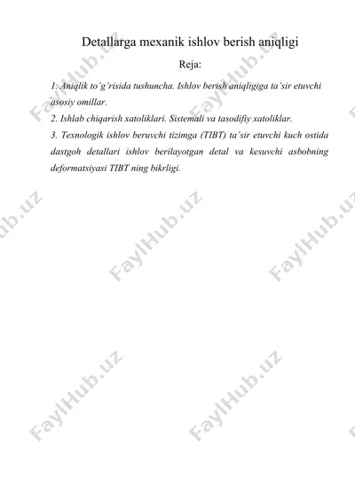 detallarga mexanik ishlov berish aniqligi — DOCX