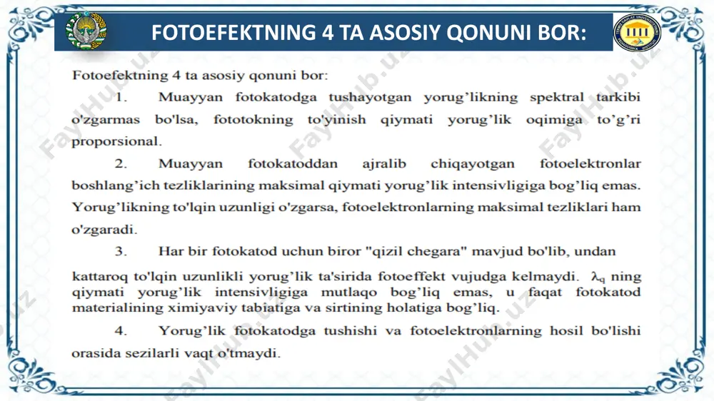fotoeffekt hodisasi va qo’llanilishi - Page 4