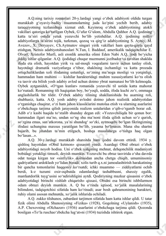 rashadi; shaxsiy manfaatlari yoʻlida hech narsadan qaytmaydi; birovlarning koʻz yoshlari hisobiga, oʻzgalarning baxtiqaroligi evaziga oʻz baxtini tiklaydi. romandagi oʻzbek oyim obrazi ham nihoyatda tabiiy va goʻzal siymolardan biridir. dumbul tabiat bu ayol oʻgʻli otabek, qolaversa kelinlari — kumush, zaynab taqdirlarining chigʻallashib ketishi, oxiri fojiaga yuz tutishida bosh sababchi ekani ayon. biroq har qancha gunohkor boʻlmasin, oʻta andishali adib uni keskin qoralashga tili bormaydi. nima boʻlganda ham, oʻzbek oyim, baribir ona... ayni paytda rostgoʻy, realist yozuvchi onaning pala-partish, dovdir xattiharakatlaridan, tabiatidagi ayrim kamchiliklaridan koʻz yumib oʻtolmaydi. bu borada adibga xalqona yumor qoʻl keladi. bu obraz tasviri boshdan-oyoq ajib serjilo — ham kinoya-kesatiqgarga, ham ardoq-mehrga toʻla yumor bilan yoʻgʻrilgan. xullas, «oʻtgan kunlar» romani toʻqima qahramonlarning hayotiylik kasb etishi va tarixiy voqealarga uygʻunligi jihatidan ham, mujassamot butunligi va tilidagi nafosati jihatidan ham oʻzbek adabiyoti xazinasidagi durdonalar qatoridan oʻrin olgandir. «oʻtgan kunlar» oʻzbek adabiyotida ilk roman boʻlishining oʻzi b-noq ilgari bosilgan katta qadam edi. …