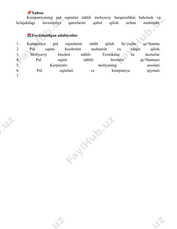kompaniyaning pul oqimlarini taxlil qilish - Page 5
