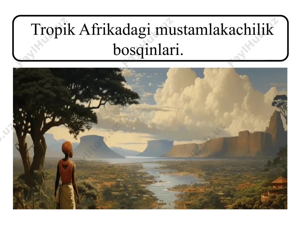ga tashkil qilingan barcha ma’lum ekspeditsiyalarni hisobga olib, o‘n yilliklarga bo‘lib chiqsak, quyidagi ko‘rinish hosil bo‘ladi: 1791- 1850 yillari - 24 ta; 1851-1860 yillari-27ta; 1861-1870 yillari-29 ta; 1871-1890 yillari 120 dan ziyod ekspeditsiyalar uyushtirildi. asr oxiriga kelib nil, niger, kongo va zambezi daryolari bilan bog‘liq barcha ilmiy muammolar hal qilindi; afrikaning yirik ko‘llari kashf qilinib, xaritalarga tushirildi; markaziy va sharqiy mintaqalardagi yerlar hamda u yerlarda yashovchi aholi to‘g‘risida ma’lumotlar jamlandi. 1795 yili shotlandiyalik mungo park g‘arbiy afrikaning ichkarisiga birinchi sayohatni uyushtirdi. 1814 yili rene kaye senegalga o‘z sayohatini boshladi. yana bir fransuz sayohatchisi mole 1818 yili futa jallon massivini tadqiq etib, senegal, gambiya va rio-grandani ochdi. mungo park image1.png image2.png image3.png image4.png image5.png image6.png image7.png image8.png image9.png image10.png image11.png image12.jpeg image13.png image14.png image15.png image16.png image17.png image18.png image19.png image20.png image21.png image22.png image23.png /docprops/thumbnail.jpeg