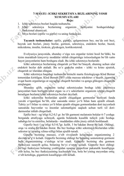 ichki sekretsiya bezlarining yosh xususiyatlari — DOCX