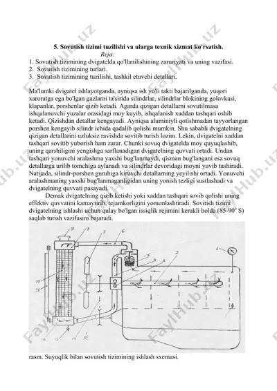 sovutish tizimi tuzilishi va ularga texnik xizmat ko'rsatish — DOCX