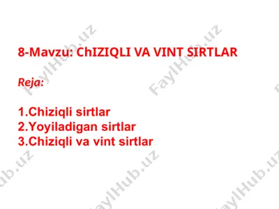 chiziqli vavint sirtlar — PPTX