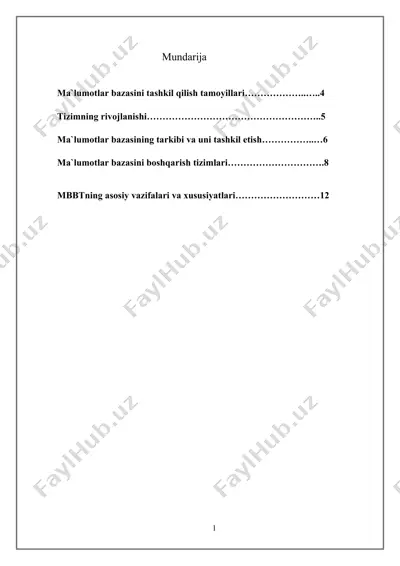 ma‘lumotlar bazasini boshqarish tizimi (mbbt) — DOCX