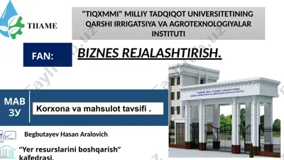 korxona va mahsulot tavsifi — PPTX