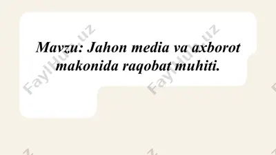 ommaviy axborot vositalari va ularning xususiyatlari — PPT