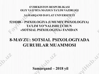 sotsial psixologiyada guruhlar muammosi — PPTX