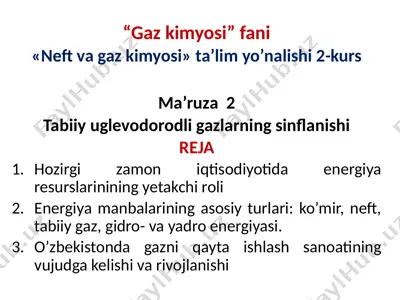 "gazkimyosi" fani — PPTX