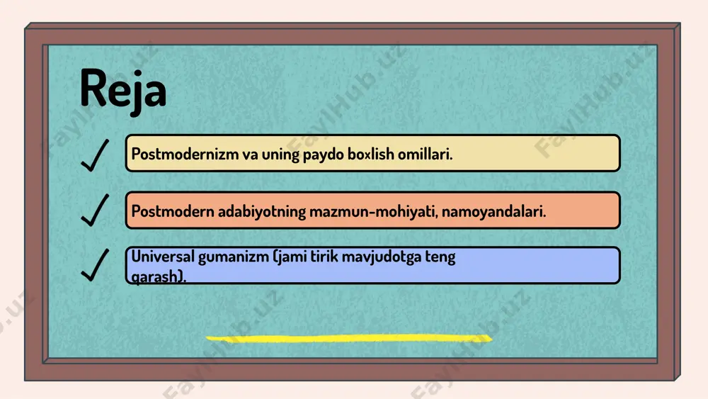 iy va madaniy o'zgarishlarni o'rganadi. postkolonializm madaniyatlararo muloqot va identitet masalalariga diqqat qaratadi. postmodern adabiyotning mohiyati postmodern adabiyot, an'anaviy adabiyotdan farqli o'laroq, ko'p o'lchovli va murakkab strukturalarga ega. uning asosiy xususiyatlariga ironiya, parodiya va intertekstualizm kiritilgan. u an'anaviy adabiyotda mavjud bo'lgan qat'iy qoidalarni buzadi, o'z ichiga kiritilgan turli janrlar va uslublar orqali o'zini ifoda etadi. bu, o'z navbatida, o'quvchini o'ylab ko'rishga majbur qiladi. postmodern adabiyotda ijodiy erkinlik juda muhimdir. mualliflar o'z asarlarida an'anaviy hikoya qilish uslublarini buzib, yangi uslublarni kashf etadilar. misol sifatida, tomas pynchon, don delillo va umberto eko kabi yozuvchilar postmodern adabiyotning muhim vakillari hisoblanadi. ularning asarlari murakkab strukturalar va ma'nolarni o'z ichiga oladi. postmodern adabiyot namoyandalari postmodern adabiyotda muhim shaxslar faoliyat yuritadi. ularning asarlari adabiyotga yangi yondashuvlar kiritib, o'qish jarayonini qiziqarli qiladi. umberto eco va thomas pynchon postmodern adabiyotning asosiy namoyandalari hisoblanadi. eco "ro'za va suyuqlik" asari bilan tanilgan bo'lsa, pynchon "v" va "yuqori va past" asarlari …