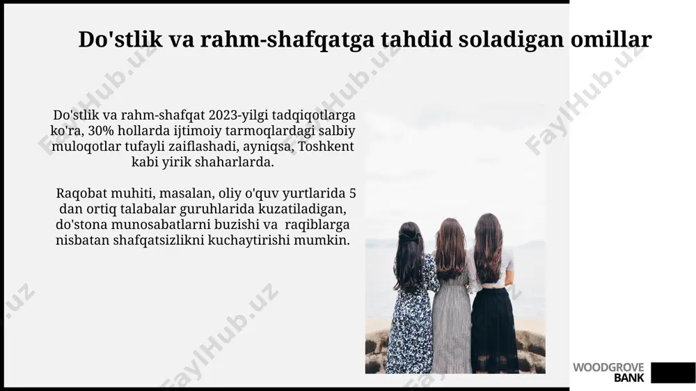 yordam ko'rsatish ehtimolining 15% ga oshishiga olib keladi. woodgrove bank do'stlik va rahm-shafqat haqida xulosa do'stlikning 5 yildan ortiq davom etgan 300 ta munosabatlarni o'rganish natijalari shuni ko'rsatdiki, samimiy do'stlik stress darajasini 20% ga kamaytiradi va umr ko'rish davomiyligini oshiradi. o'zbekistonning buxoro viloyatida o'tkazilgan tadqiqotlar ko'rsatdiki, 70% dan ortiq qariyalar do'stlik va rahm-shafqat ularning ruhiy salomatligi va umumiy farovonligida muhim rol o'ynaydi degan fikrda. woodgrove bank do'stlik va rahm-shafqat masalalarini hal qilish qo'shma shtatlardagi 2022 yilgi ma'lumotlarga ko'ra, ijtimoiy yordam ko'rsatish dasturlarida ishtirok etayotgan 1500 nafar kishining 75% do'stlik va rahm-shafqatning etishmasligi tufayli ruhiy salomatlik muammolariga duch kelgan. 2018-yilgi tadqiqotlar shuni ko'rsatdiki, samarqand viloyatida 5000 nafar ishtirokchi orasida do'stlik va rahm-shafqatning yetishmasligi 30% oilaviy mojarolarga sabab bo'lgan. woodgrove bank do'stlik va rahm-shafqatning sog'liqqa ta'siri rahm-shafqatli odamlarning miyasida, masalan, buddist rohiblari kabi, meditatsiya orqali 7% ga ko'proq gamma to'lqinlari kuzatiladi, bu esa stress darajasini pasaytiradi va immunitetni kuchaytiradi. do'stlikning mavjudligi 20% …
