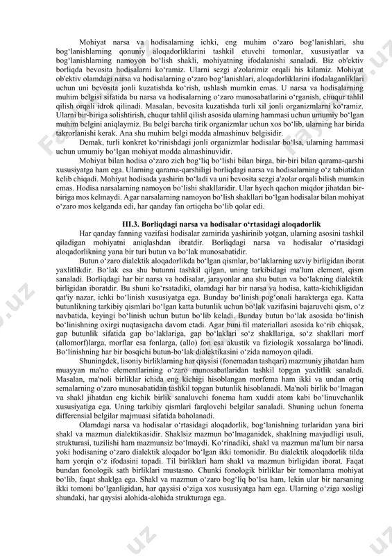 an uzviy bog‘liq bo‘lgan turli ta'limotlar sun'iy ravishda materializm va idealizm oqimlariga bo‘lib yuborildi. insoniyatning ilmiy, ma'naviy, ijtimoiy kamolotiga katta hissa qo‘shgan olimlarning merosi chekkaga uloqtirildi. istiqlol qo‘lga kiritilgandan so‘ng milliy madaniyatimiz, milliy an'analarimiz, boy ma'naviyatimizni tiklashga jiddiy e'tibor berila boshlandi. shunday ekan, ilmiy tadqiqotlarning kompasi vazifasini bajaruvchi metodologik asosni ham qayta ko‘rib chiqish payti keldi. bizning mafkuramiz fikrlar xilma-xilligi, erkin fikrlashga keng yo‘l ochgan mamlakatimiz istiqloliga xizmat qiladigan g‘oyalar tizimidan iborat bo‘lishi kerak. chunki fikrlar xilma-xilligi rivojlanish asosidir. shuning uchun birorta falsafiy sistema bizning yagona mafkuramiz manbai bo‘la olmaydi. ajdodlarimiz uchun ulkan kashfiyotlar qilish imkoniyatini yaratib bergan va g‘arb fanining ravnaqi uchun ham jiddiy ta'sir ko‘rsatgan metodologiyani tiklash va undan o‘rinli foydalanish payti keldi. xususan, abu nasr forobiy, ibn sino, abu rayxon beruniy qo‘llagan tadqiqot metodologiyasi bilan yevropa olimlari tayangan falsafiy asoslarning eng yaxshi jihatlaridan ijodiy foydalanish lozim. ularning umumiy qirralari quyidagilardir: 1. ob'ektga substansional (zotiy) yondashuv. bunda umumiylik-xususiylik, …