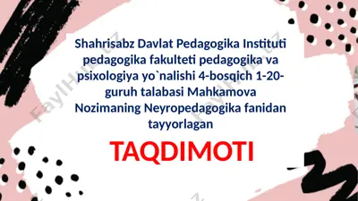 neyropedagogika fanidan ta'lim — PPTX