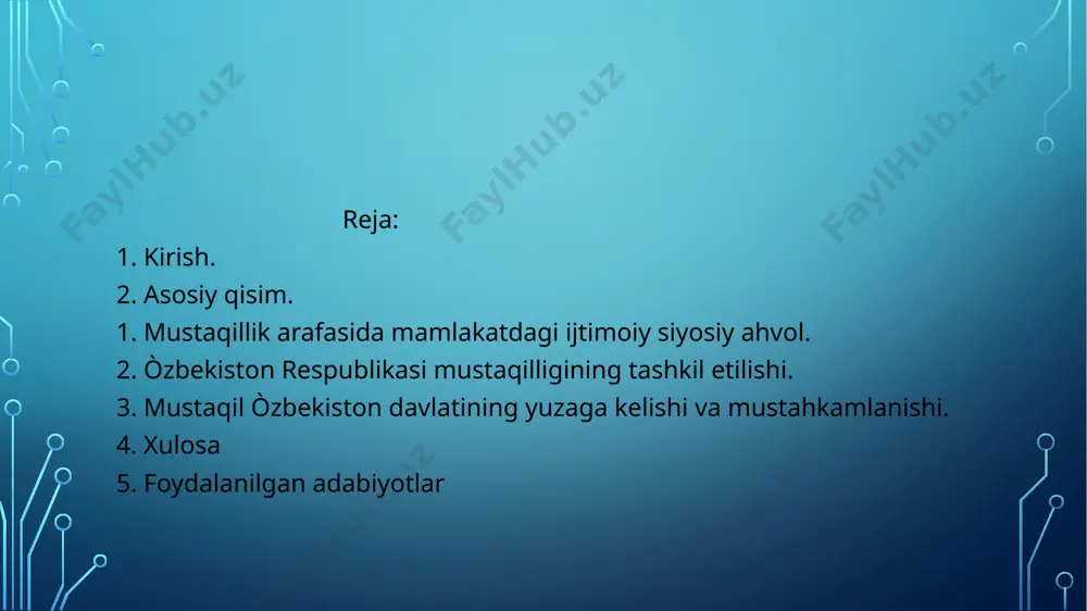 òzbekistonning eng yangi tarixi fanidan tayyorlagan taqdimot - Page 3