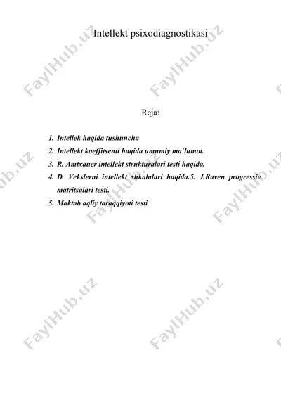 intellekt psixodiagnostikasi — DOC