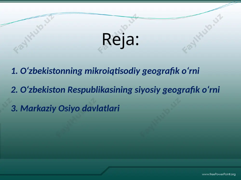 ‘ida orol dengizi muammosiga e’tibor qaratishlari natijasida u xalqaro ekologik muammolar qatoridan joy oldi. markaziy osiyo davlatlari o‘rtasidagi transchegaraviy daryolar, o‘zbekiston-qirg‘iziston o‘rtasidagi eksklav (tegishli davlat hududining asosiy qismidan boshqa davlat hududi bilan ajralib turgan yerlar) va ba’zi chegara hududlar. tojikiston bilan davlat chegarasida oxiriga yetkazilmagan delimitatsiya (chegara chizig‘ini aniqlashtirib, mustahkamlash) ishlari bo‘yicha yuzaga kelgan muammolar birinchi navbatda hal qilinishi lozim bo‘lgan muhim geosiyosiy muammolardan bo‘lib hisoblanadi. atrof qo‘shnilaridan tashqari, rossiya federatsiyasi, xitoy kabi davlatlar bilan yaqin aloqalar o‘rnatgan. shu bilan birga shht, mdh kabi tashkilotlarning faoliyatida doimiy ishtirokchi hisoblanadi. image5.png image6.jpeg image7.jpeg image8.jpeg image9.jpeg image10.jpeg image11.jpeg image12.png image13.jpeg image14.jpeg image15.jpeg image16.jpeg image17.jpeg image18.jpeg image19.jpeg image20.jpeg image2.png image3.png image4.png funeral de tres militantes de la yihad islámica /docprops/thumbnail.jpeg