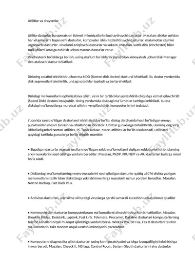 utilitlar va drayverlar — DOCX