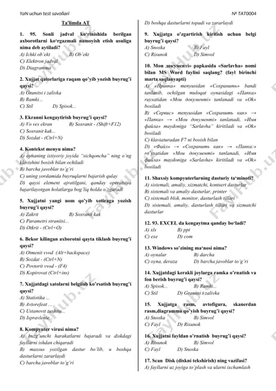 test savollari — DOC