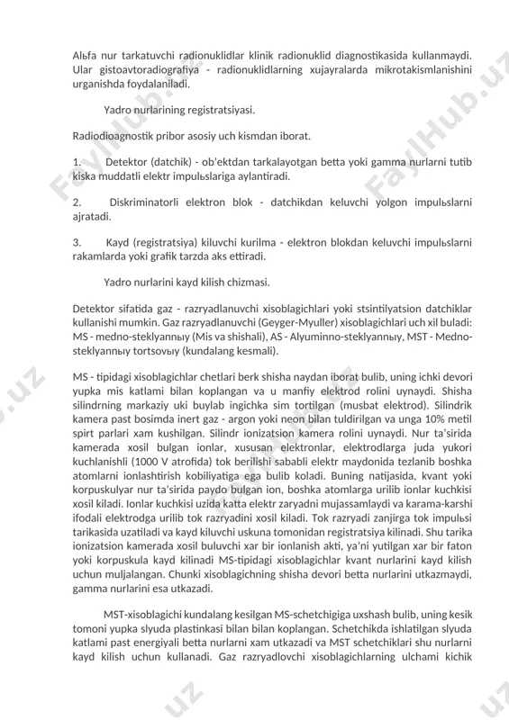 huni aytish kerakki oxirgi 30-40 yil mobaynida, radionuklid diagnostikasida, nurlanish bilan boglik bulgan asoratlar kuzatilgan emas. radiotoksiklik organizm nurlanishining kanchalik davom etishiga boglik. bu, uz navbatida asosan radionuklidning yarim parchalanish davriga (tfiz) boglik. shuning uchun xam diagnostika uchun «umri kiska» izotoplar kullaniladi. diagnostika uchun radionuklidning yarim parchalanish davri bir necha soatdan, to 3-4 xaftagacha bulgani kulay xisoblanadi. lyokin tfiz radiotoksiklikning yagona kursatkichi xisoblanmaydi, chunki organizmda radionuklidning aktivligi fakat parchalanish xisobiga kamaymasdan, balki uning tanadan chikarilishi tezligiga xam boglik. organizmda radioaktivlikning ikki xissa kamayishiga ketgan vakt effektiv yarim chikarilish davri (teff) deyiladi. teff doim tfizdan kichik buladi. organizmga bulgan nur ogirligi kuprok teffga boglik. masalan: 131 (tfiz-8,1 kun) ga nisbatan uzok yashovchi 3n (t fiz - 12,3 yil) kam zararlidir, chunki u juda kiska yarim chikarish davriga ega. shuning uchun xam organizmga nur nagruzkasi fizik parchalanishga emas, balki effektiv yarim chikarish dafri bilan belgilanishi kerak. radionuklidlarning organizmda tuplanishi (kumulyatsiyasi) ga yul …